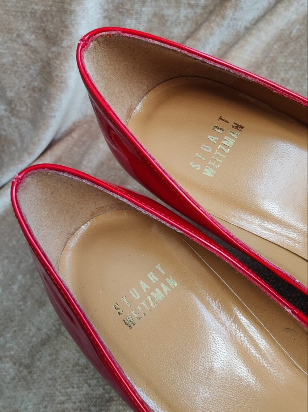Stuart Weitzman Red Patent Leather Pointed-Toe Stiletto Pumps, 6.5 - Picture 3 of 15